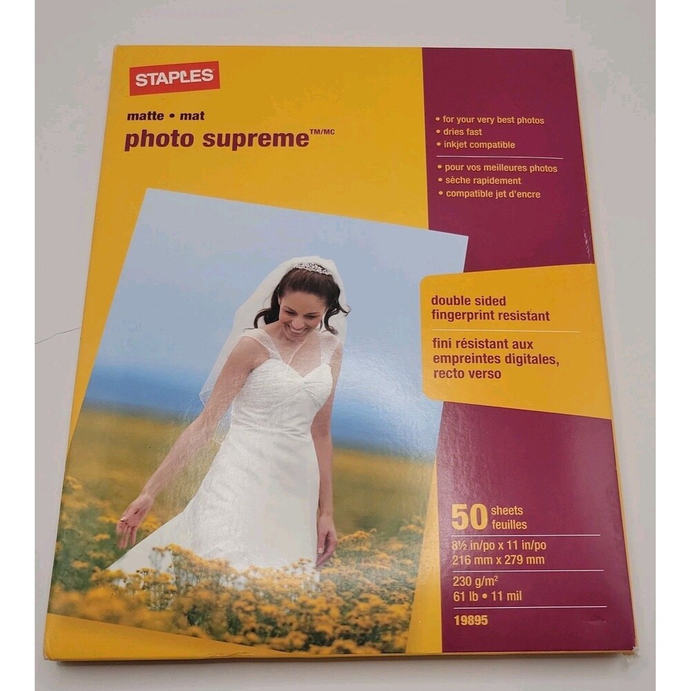 Staples Matte PHOTO SUPREME Double Sided 8 1/2" x 11" 50 Sheets Photo Paper NEW